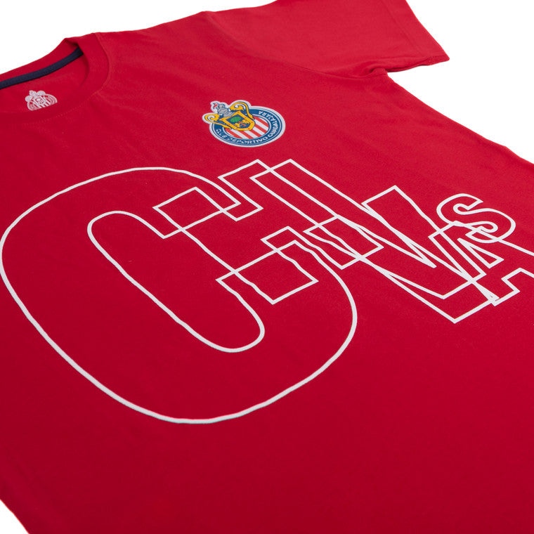 Playera Letras Chivas Roja