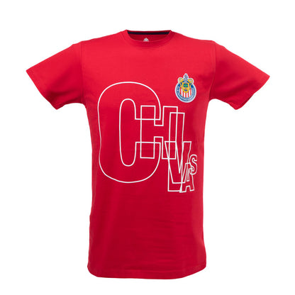 Playera Letras Chivas Roja