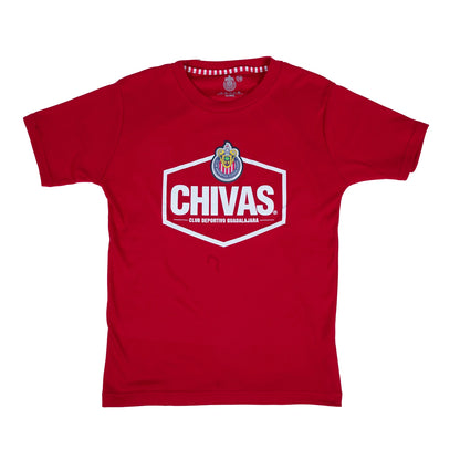 Playera Roja Escudo 3d Chivas