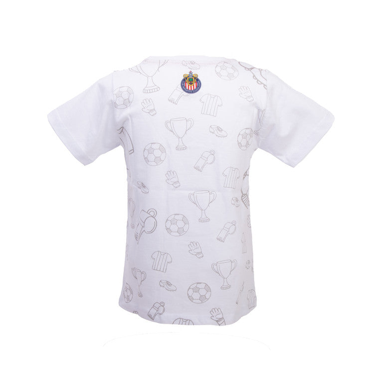Playera Textura Fut Chivas Blanca Niño