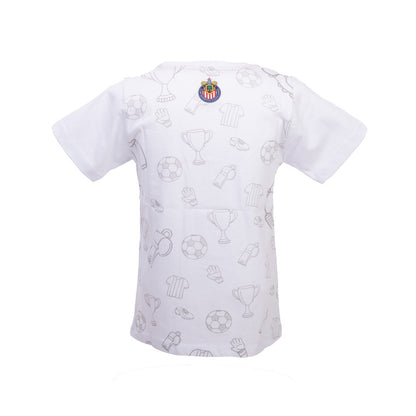Playera Textura Fut Chivas Blanca Niño