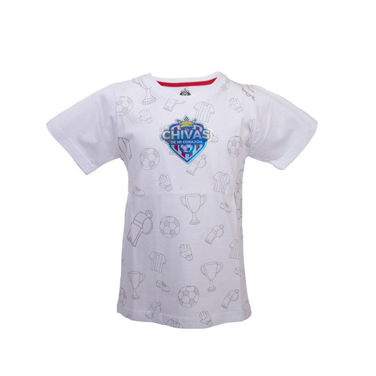 Playera Textura Fut Chivas Blanca Niño