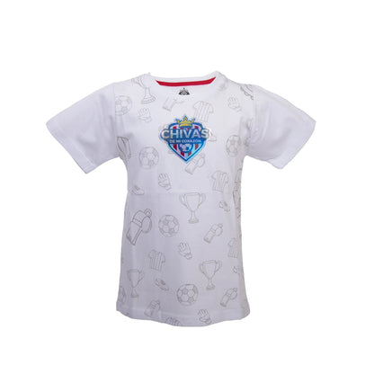 Playera Textura Fut Chivas Blanca Niño