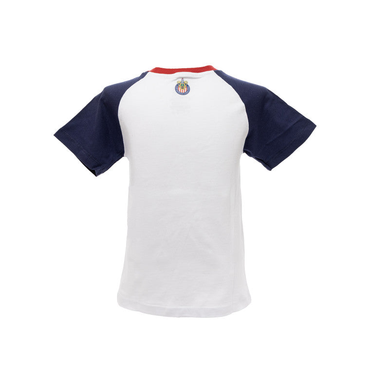 Playera Blanca Con Mangas Azules Chivito Cubos Para Niño