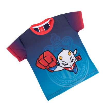 Playera Bebé Azul Degradado Chivito Y Escudo Chivas