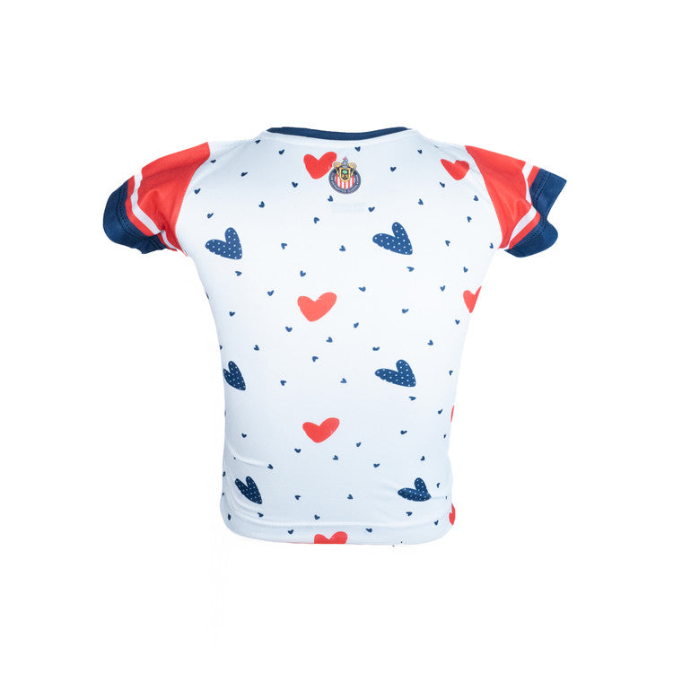 Playera Blanca Corazones Chivas Para Bebé