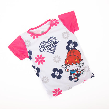 Playera Blanca Mangas Rosa Flores Para Bebé