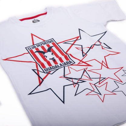 Playera Blanca Estrellas Chivas Para Niño
