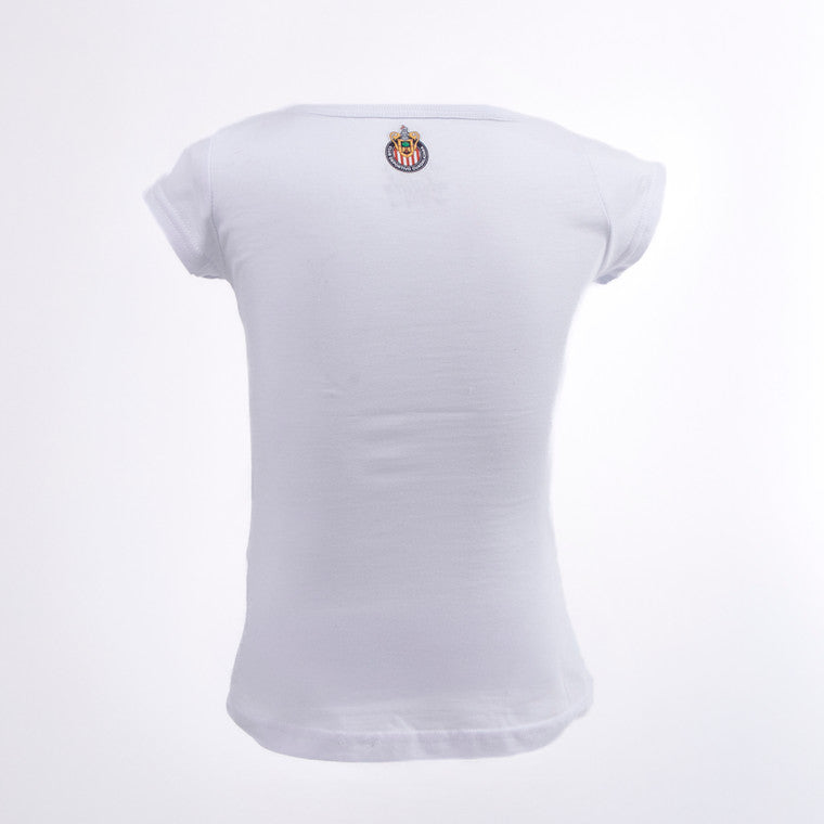 Playera Blanca Rayas Chivas Para Niña