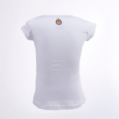 Playera Blanca Rayas Chivas Para Niña