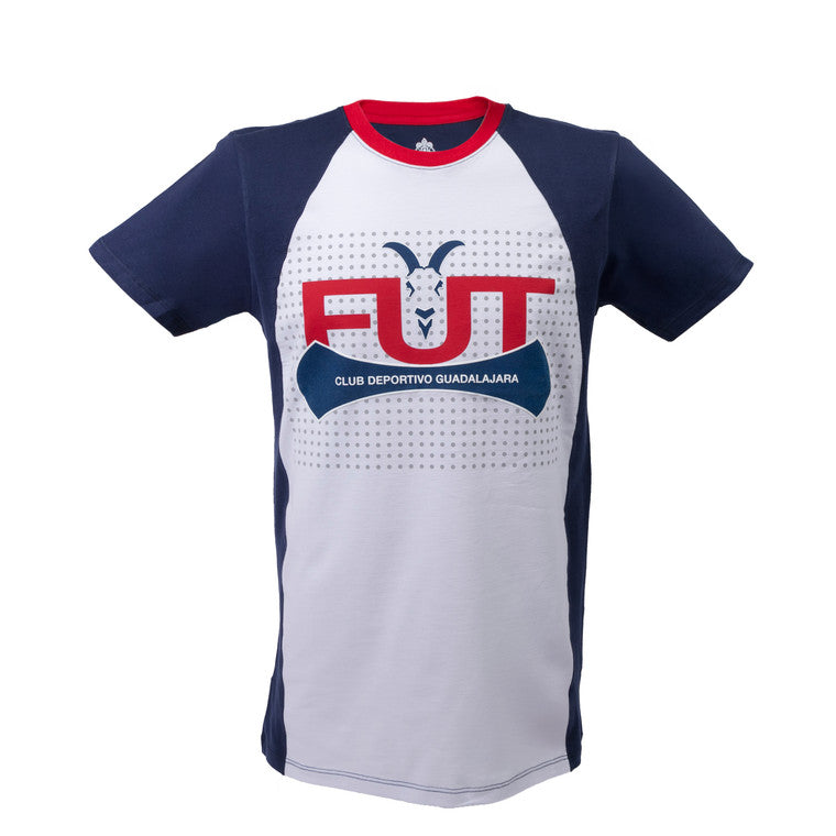 Playera Combinada Blanca Y Azul Fut Chiva Retro