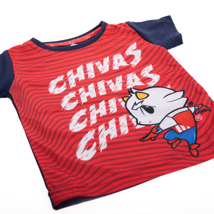 Playera Bebe Roja Mangas Azules Chivas Chivas