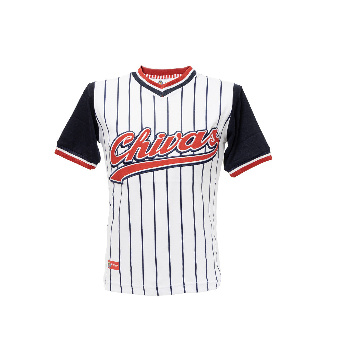 Playera Rayas Cuello V Cardigan Bordado Chivas