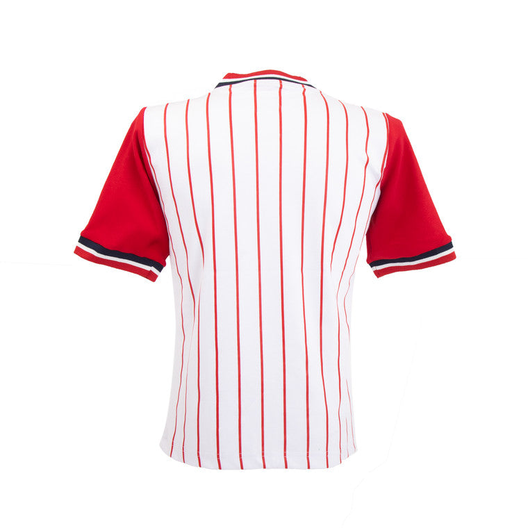 Playera Rojiblanca Con Cardigan Y Chivas Bordado
