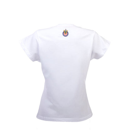 Playera Blanca Para Mujer Textura Oro Palabra Chivas