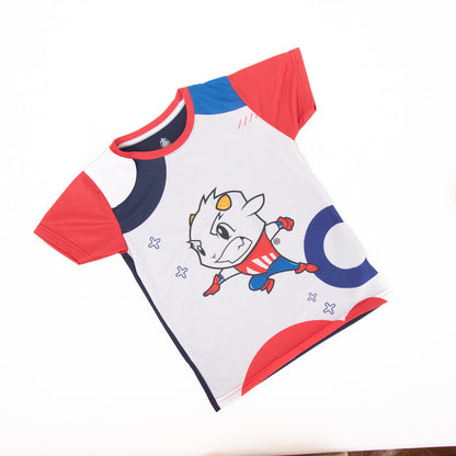 Playera Niño Blanca Chivito Mangas Rojas