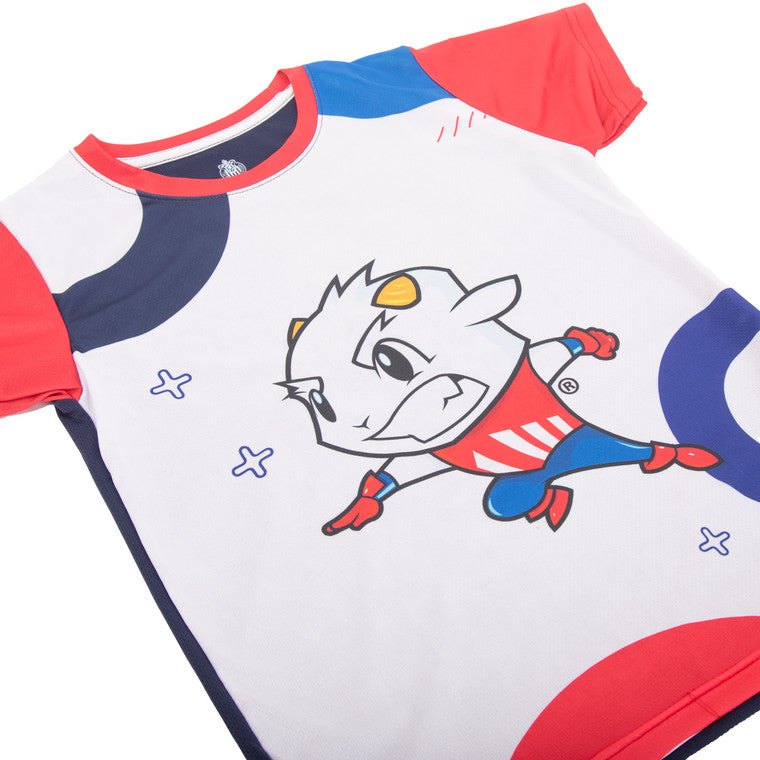 Playera Niño Blanca Chivito Mangas Rojas