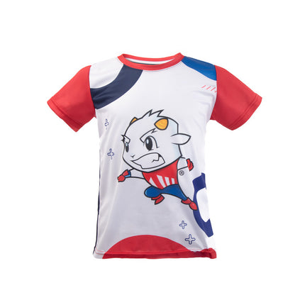 Playera Niño Blanca Chivito Mangas Rojas