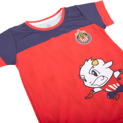 Playera Combinada Rojo Y Azul Chivito Niño Para Bebé