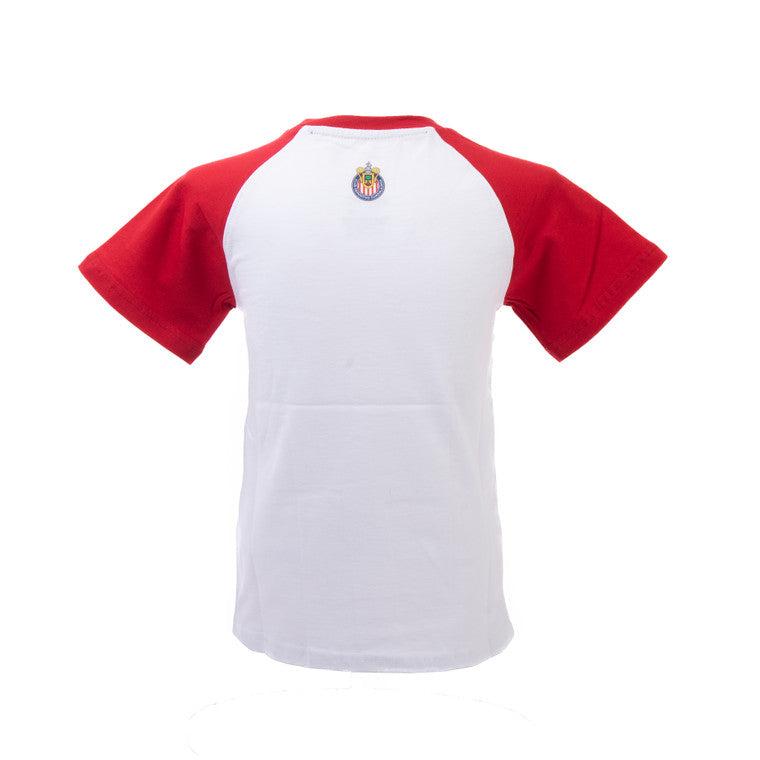 Playera Blanca Mangas Rojas 1906 Chivas Para Niño