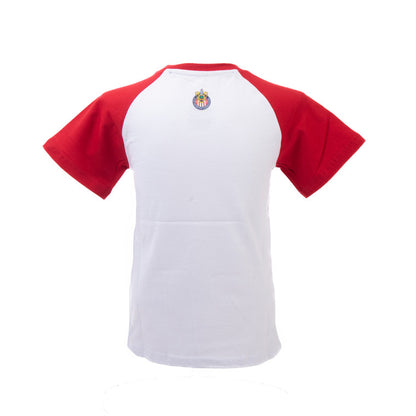 Playera Blanca Mangas Rojas 1906 Chivas Para Niño