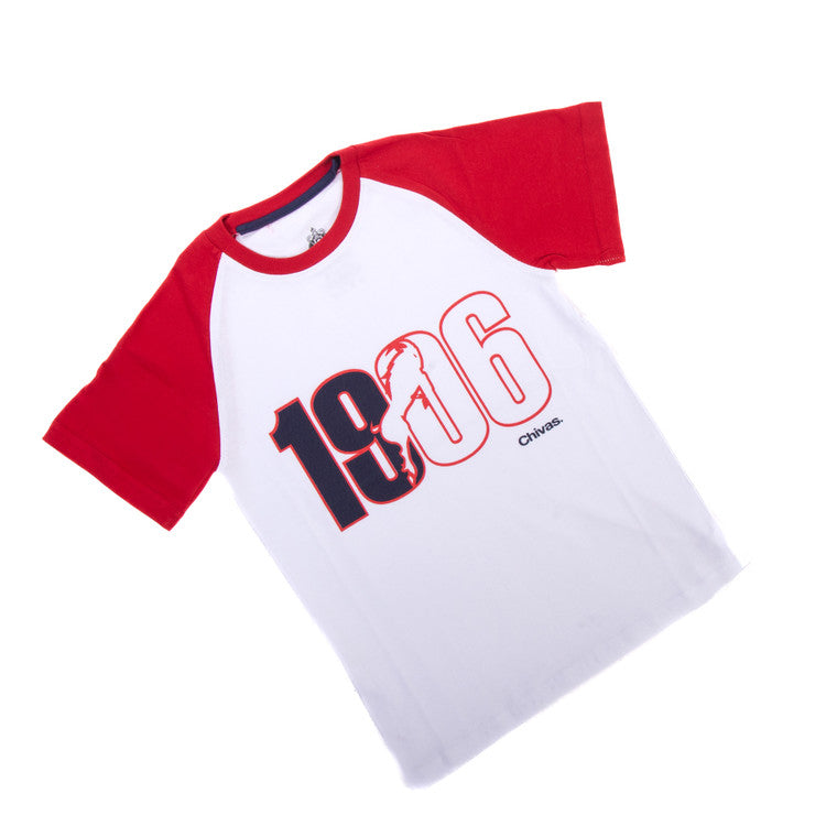 Playera Blanca Mangas Rojas 1906 Chivas Para Niño