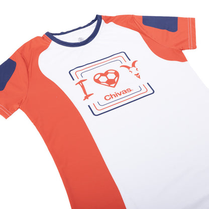 Playera Para Dama Blanca Con Rojo I Love Chivas