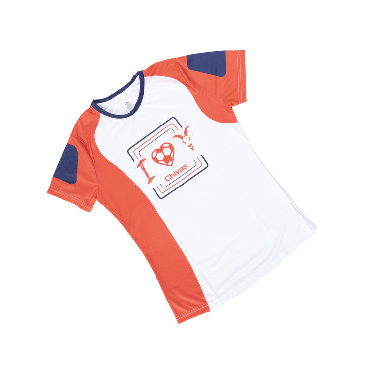 Playera Para Dama Blanca Con Rojo I Love Chivas