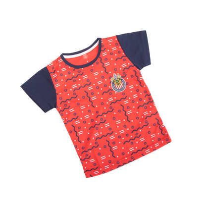 Playera Bebés Roja Figuras Mangas Azules