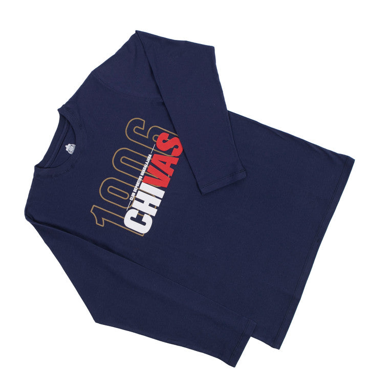 Playera Manga Larga Azul 1906 En Oro Chivas