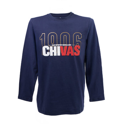 Playera Manga Larga Azul 1906 En Oro Chivas