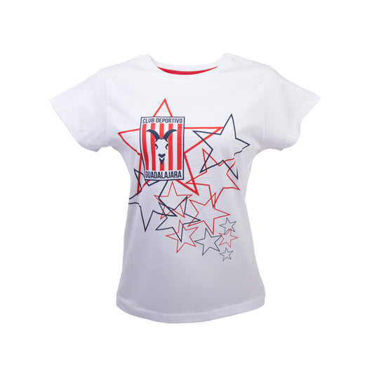 Playera Mujer Blanca Estrellas Y Chiva Retro