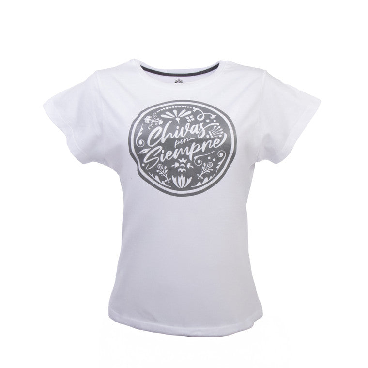 Playera Mujer Siempre Chivas Blanca