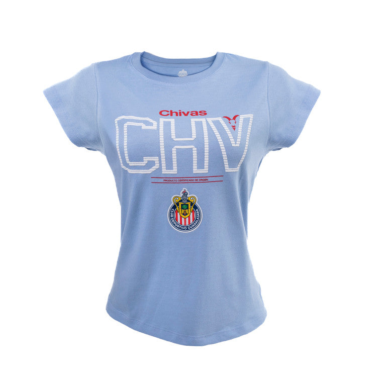 Playera Celeste Para Mujer Chv