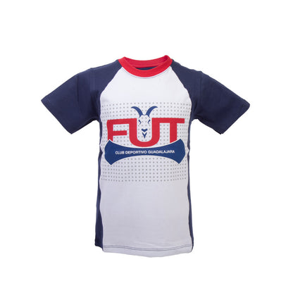 Playera Combinada Blanco Y Azul Fut Chivas Para Niño