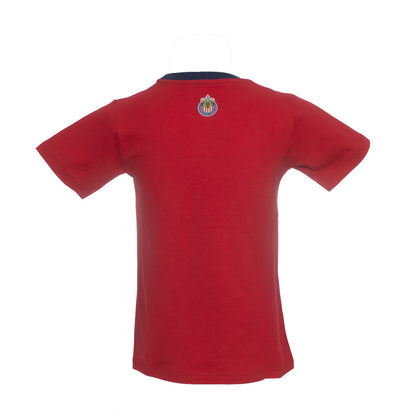 Playera Combinada Blanco Y Rojo Fut Chivas Para Niño