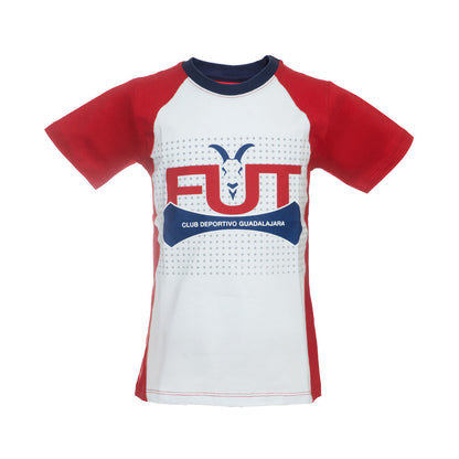 Playera Combinada Blanco Y Rojo Fut Chivas Para Niño
