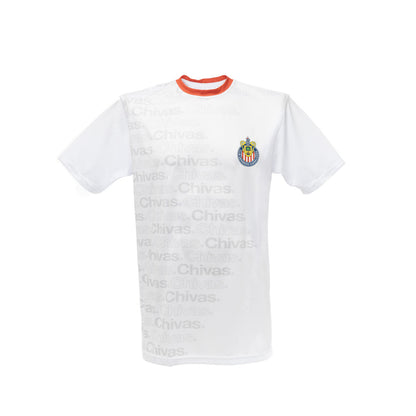 Playera Blanca Y Cuello En Rojo Textura Chivas
