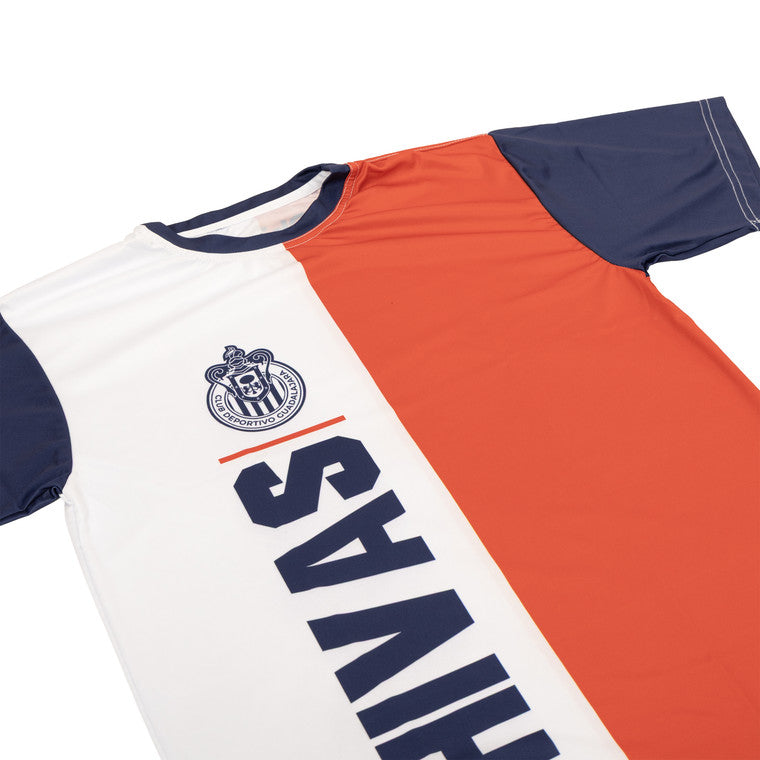 Playera Bicolor Mangas Azules Con Escudo Monocromático