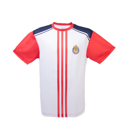 Playera Blanca Mangas Rojas Escudo Chivas