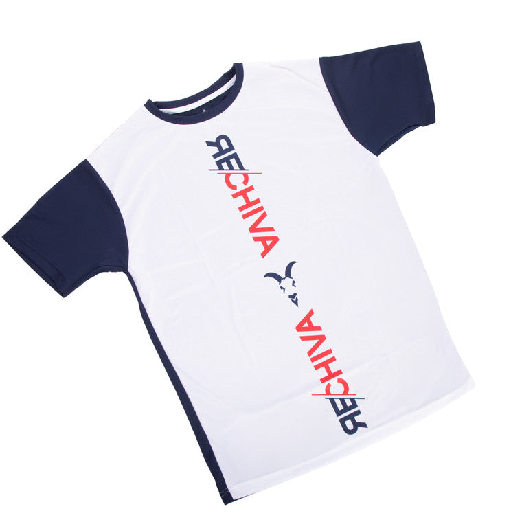 Playera Blanca Mangas Azules Re Chiva