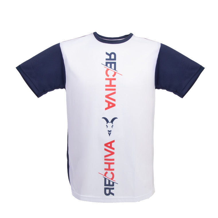 Playera Blanca Mangas Azules Re Chiva