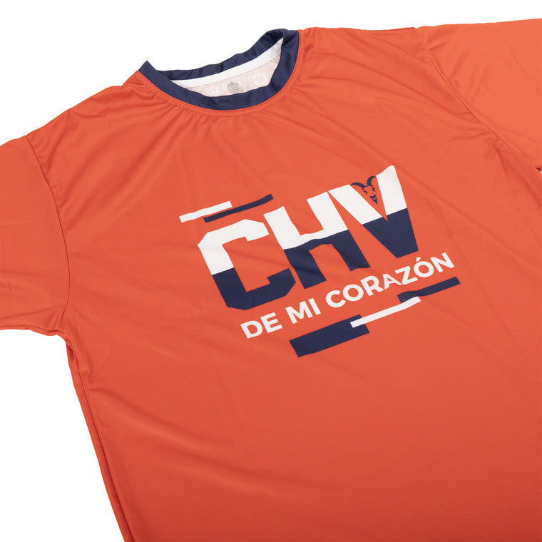 Playera Roja Cuello Azul Chivas De Mi Corazón