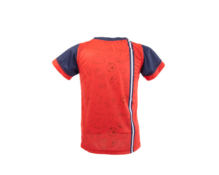 Playera Roja Mangas Azules Chivito Para Niño
