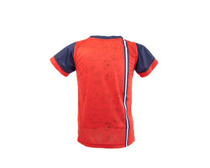 Playera Roja Mangas Azules Chivito Para Niño