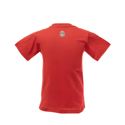 Playera Roja Chivito Acción Y Escudo Chivas Para Niño