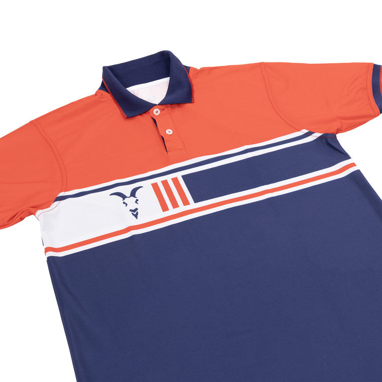 Polo Roja Con Azul Franja Chivita Retro