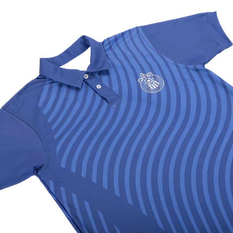 Polo Azul Texturas Aplicación Especial Escudo Chivas