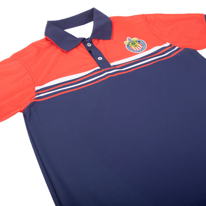 Polo Bicolor Con Rayas Horizontales Y Escudo Chivas