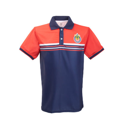 Polo Bicolor Con Rayas Horizontales Y Escudo Chivas